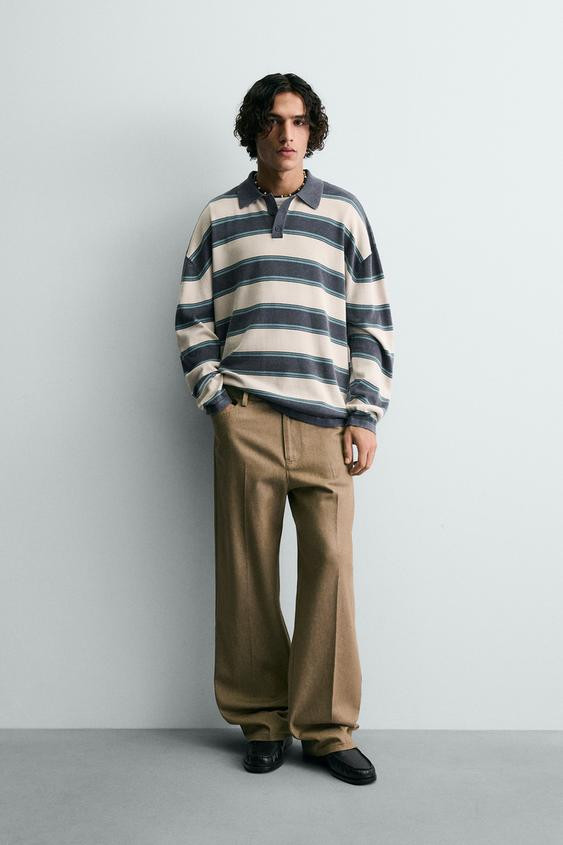 STRIPED RELAXED FIT KNIT POLO | Zara US