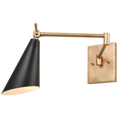 Calder 9" High 1-Light Sconce - Natural Brass - #7846A | Lamps Plus | Lamps Plus
