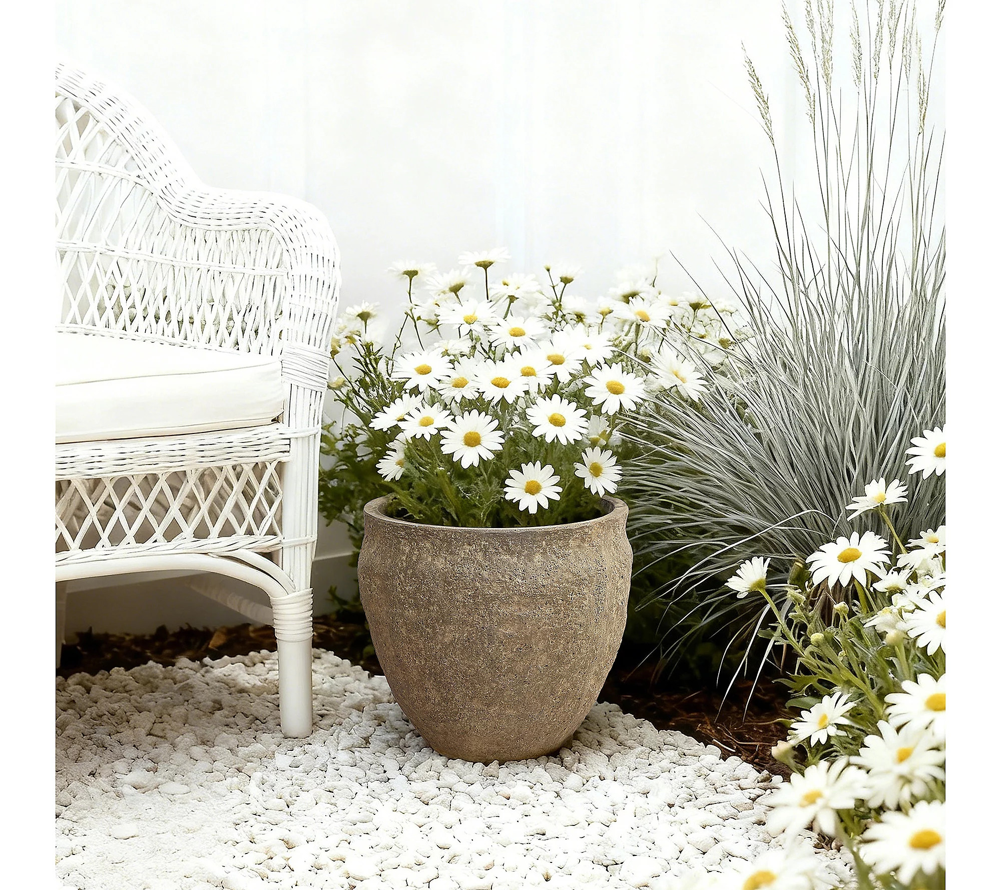 LuxenHome Weathered Earthstone Green Planter, 1 2.4" Round Pot | QVC