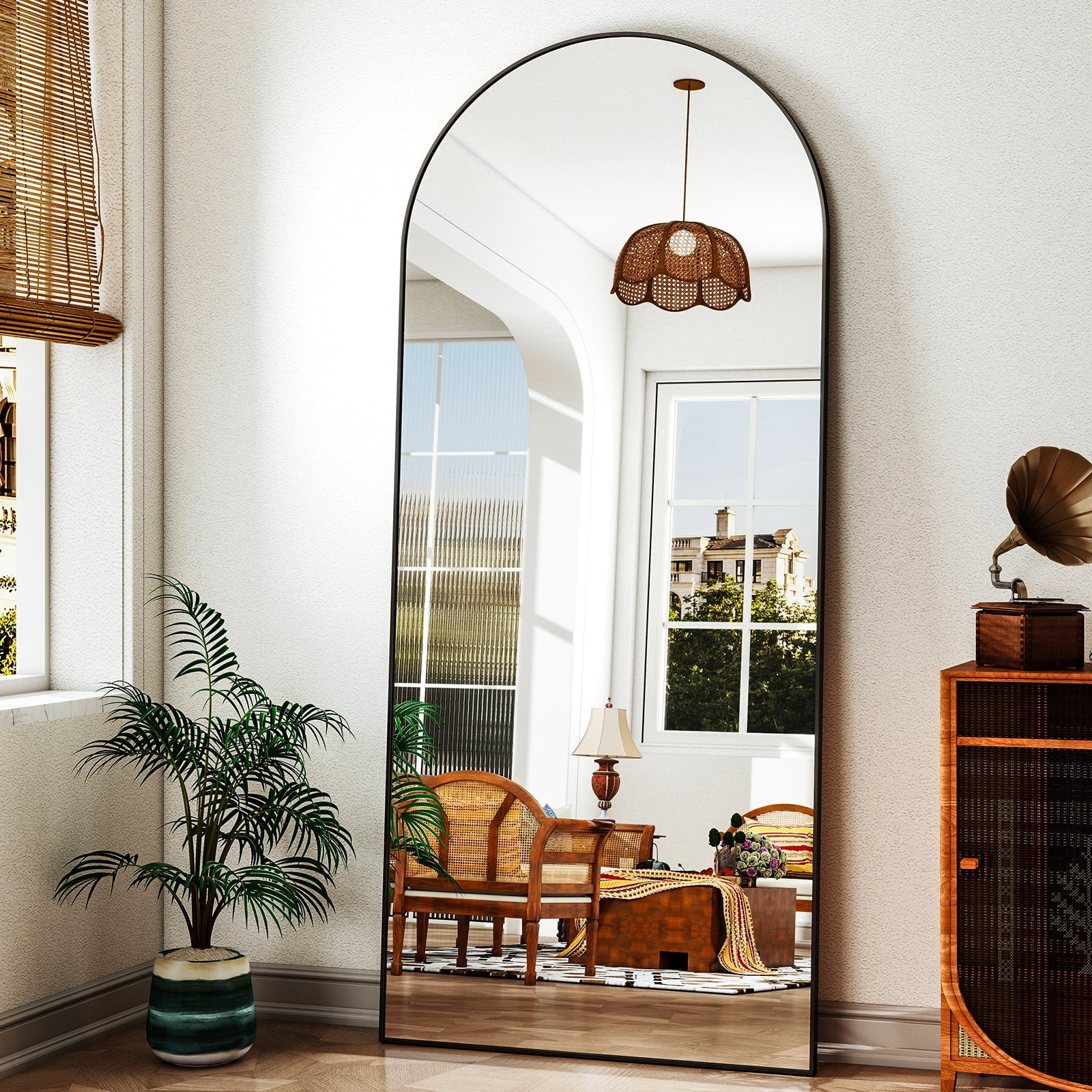 Anyrose 71.2"x30" Arched Full Length Floor Mirror Wall-Mounted Leaning Mirror with Metal Frame, B... | Walmart (US)