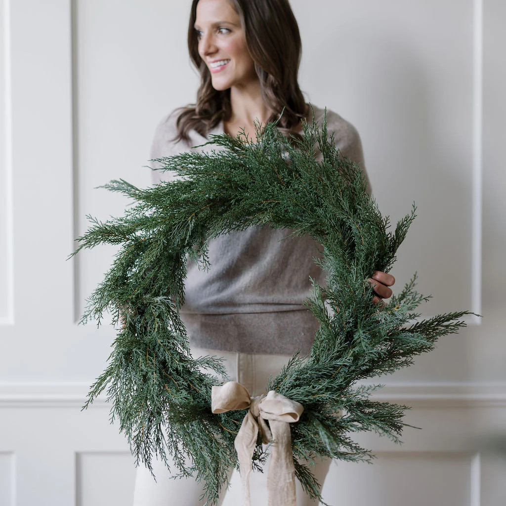 30" Faux Evergreen Cedar Wreath | CG Hunter