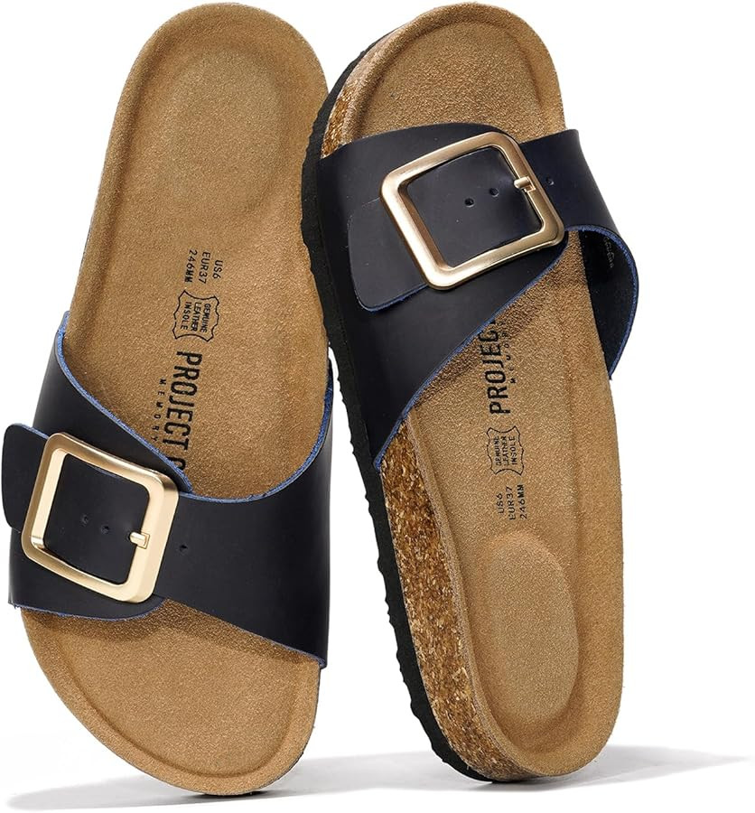 Project Cloud 100% Genuine Leather Sandals Women Dressy Beach Essentials Slides for Women Footwea... | Amazon (US)