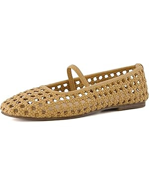 CUSHIONAIRE Weavy Squared Toe Woven Ballet Flats Shoes for Women with Memory Foam | Comfortable M... | Amazon (US)