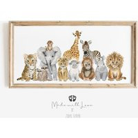 Safari Nursery Panoramic Decor, Baby Animal Art, Jungle Gender Neutral Room Print, Paper + Canvas | Etsy (US)