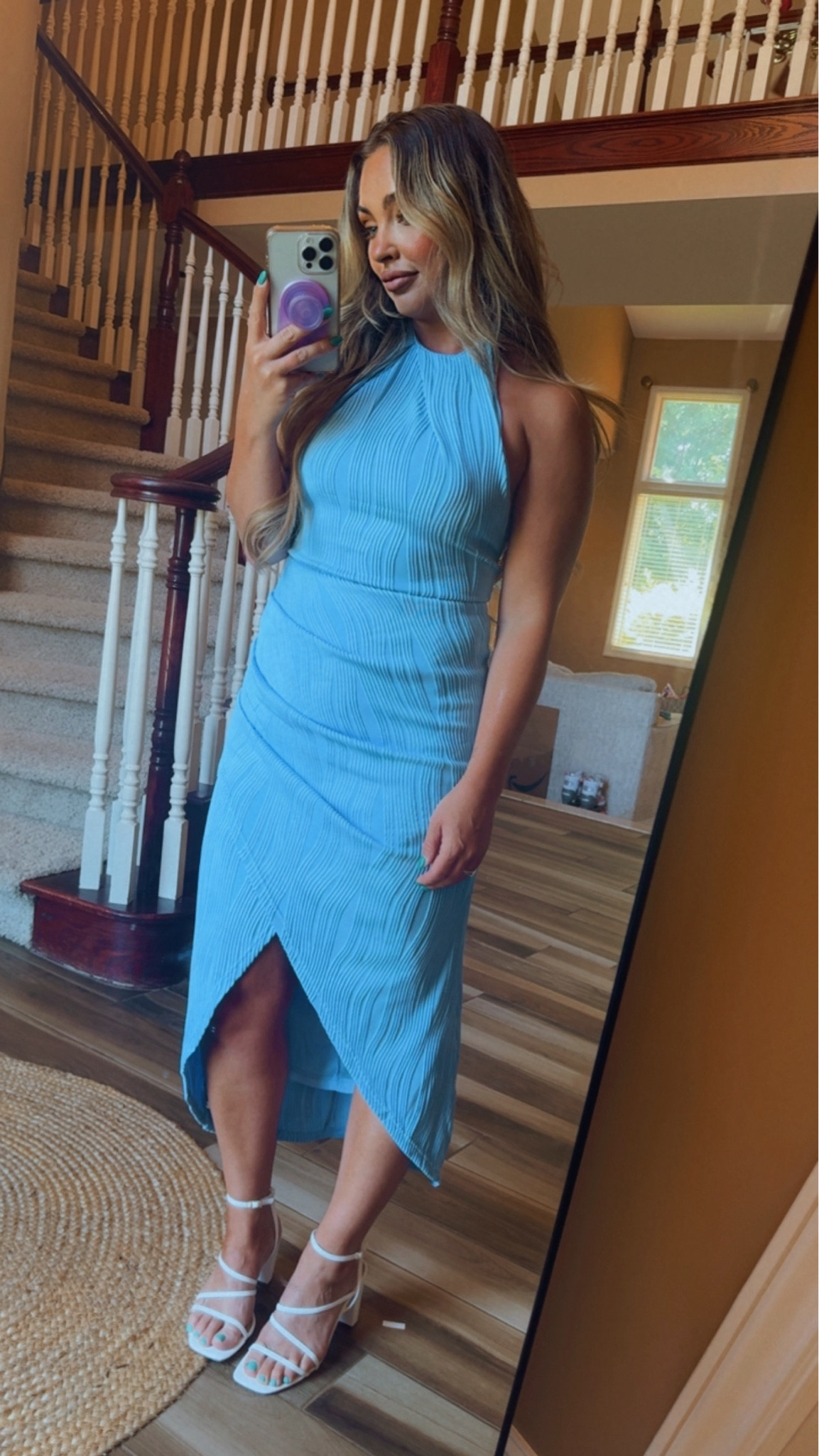 Designer feel but only $50. So flattering. Great for special occasion 