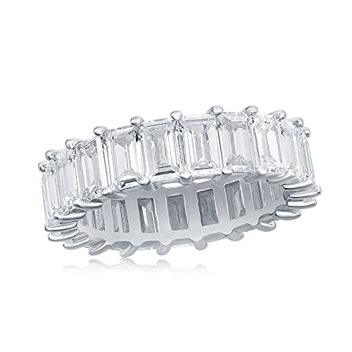 NYC Sterling Sterling Silver Emerald Cut Eternity Band Ring - Cubic Zirconia | Amazon (US)