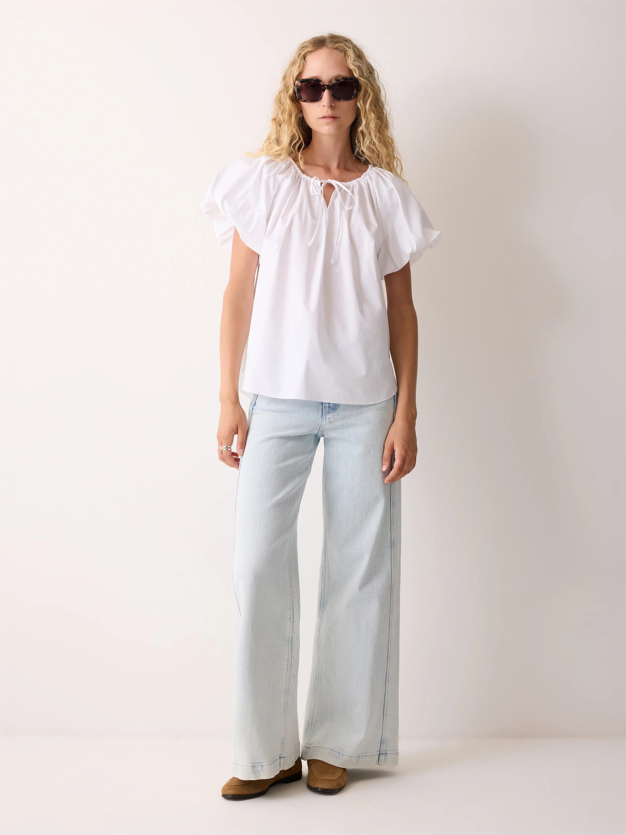 Cotton Puff Sleeve Top | White | Jigsaw (UK)