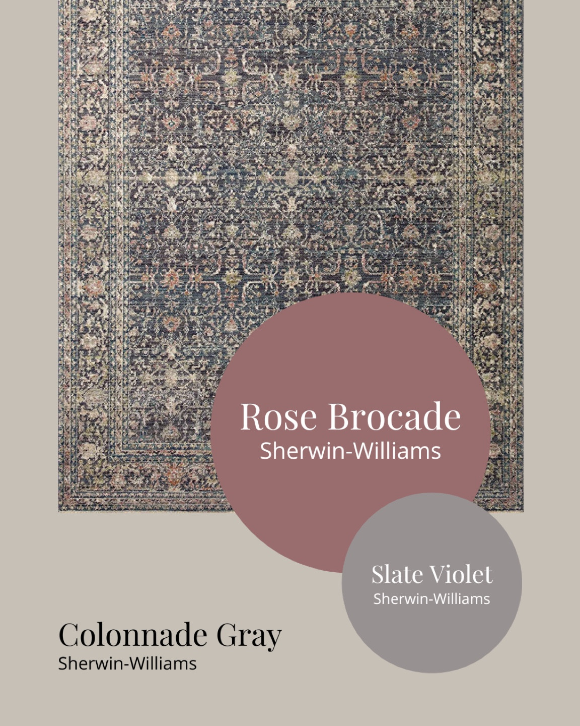 Jean Stoffer x Loloi Bradbury Area Rug and paint color combinations | Jean Stoffer x Loloi Bradbury Midnight/Multi | Sherwin Williams Paint Colors | Peel and Stick Paint Colors | Area Rug and Wall Color Combinations 

#LTKhome