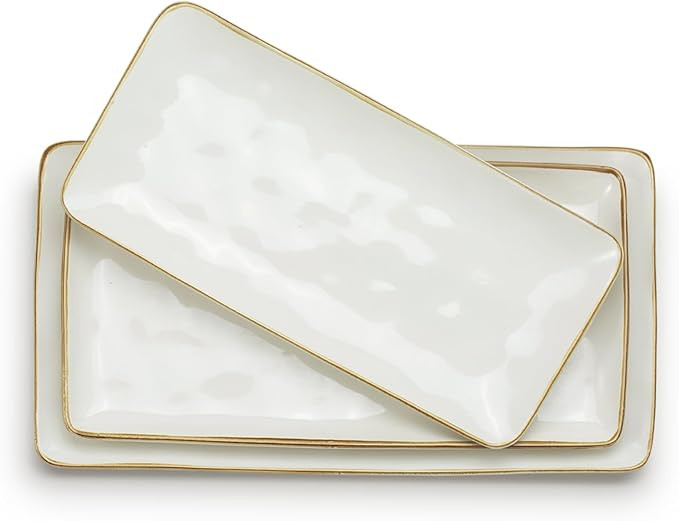 Famiware Serving Platter, Rectangular 15.67/14.1/12.6inch Serving Dishes for Entertaining, Microw... | Amazon (US)