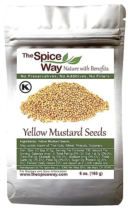 The Spice Way Yellow Mustard Seed - ( 6 oz ) whole seeds, resealable bag | Amazon (US)