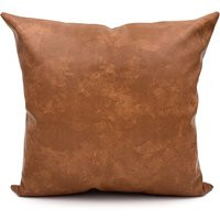 Cognac Brown Faux Leather Throw Pillow Cover Tan Decorative For Couch Boho Case Vegan Lumbar Long Cu | Etsy (US)