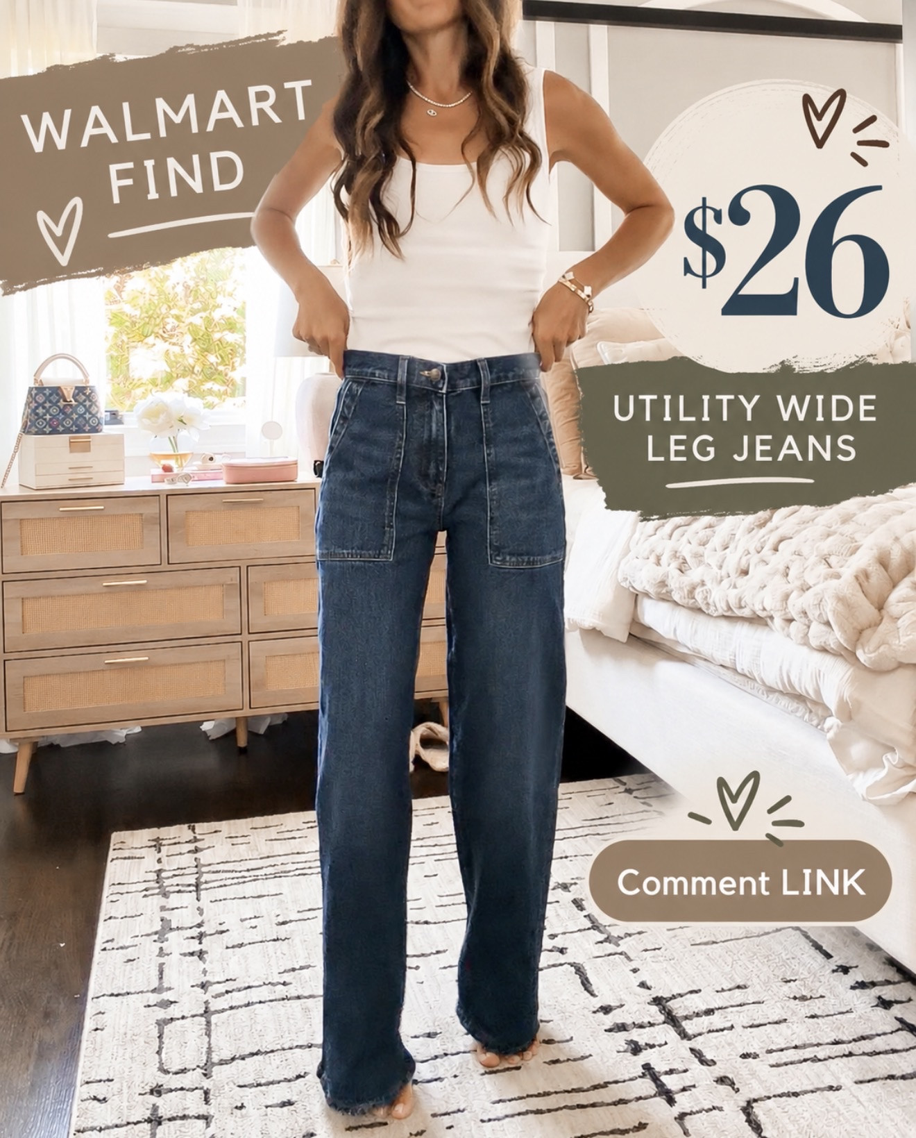 These $26 Walmart jeans look SO high-end! The utility pockets, dark wash and wide-leg fit are perfection 👏🏻

#LTKOver40 #LTKSeasonal #LTKootd