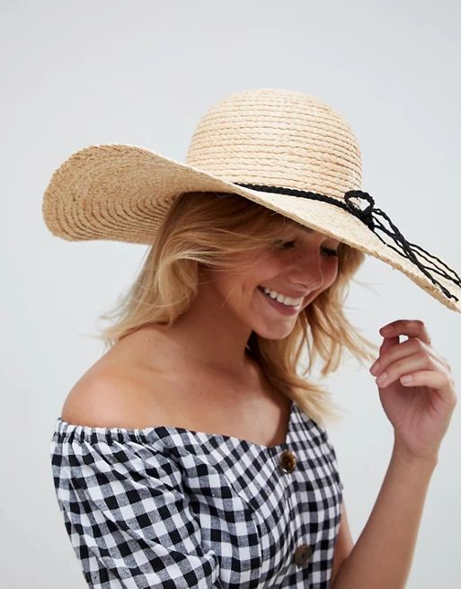 ASOS Natural Straw Floppy Hat with Braid Band and Size Adjuster | ASOS US