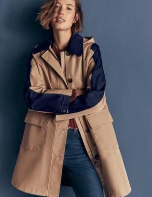 Boden Women's Colour block Raincoat in Brown | Size 14 | Boden (US)