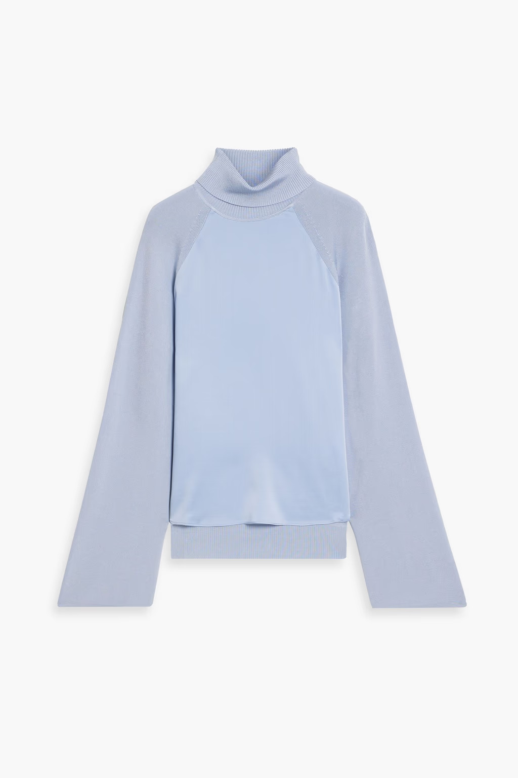 Mateo satin-paneled knitted turtleneck sweater | The Outnet (US and CA)
