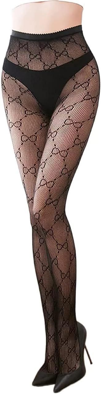 Jaturuis Sexy Fishnet Stockings Fashion Letter Tights for Women Sexy Lace Leggings High Waisted P... | Amazon (US)