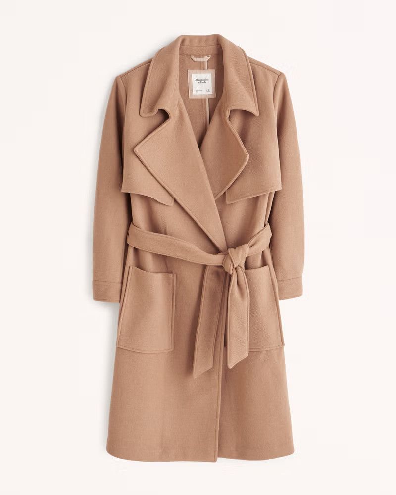 Wool-Blend Trench Coat | Wool-Blend Trench Coat | Brown Coat Coats  | Winter Coat Womens | Abercrombie & Fitch (US)