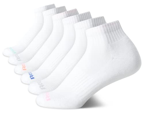 Reebok Women's Comfort Cushioned Athletic Quarter Cut Socks (6 Pack), Size Shoe Size 4-10, White | Amazon (US)