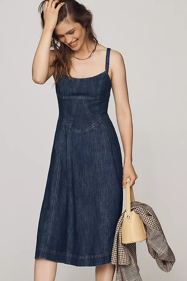 Denim Waisted Midi Dress | Anthropologie (US)