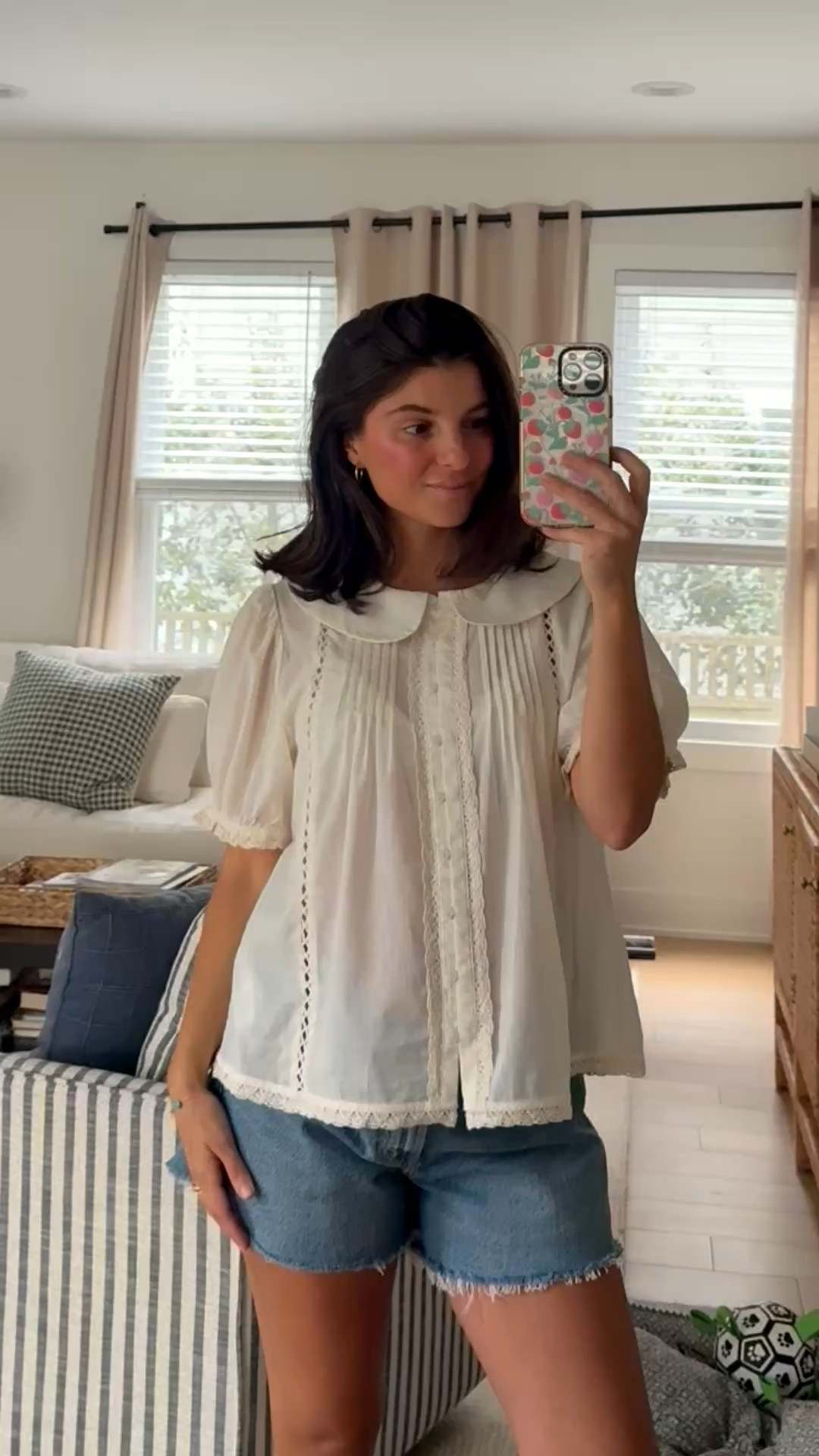 [4/30/26] another 100% cotton top from @abercrombie and currently on sale | obsessed with the detailing, and so perfect with a growing bump! Comes in black as well, I paired it with the mid rise a-line shorts that are a fav style from AF denim collection. These jelly sandals were gifted and I’m obsesssssed, so nostalgic!



#LTKSaleAlert #LTKSeasonal