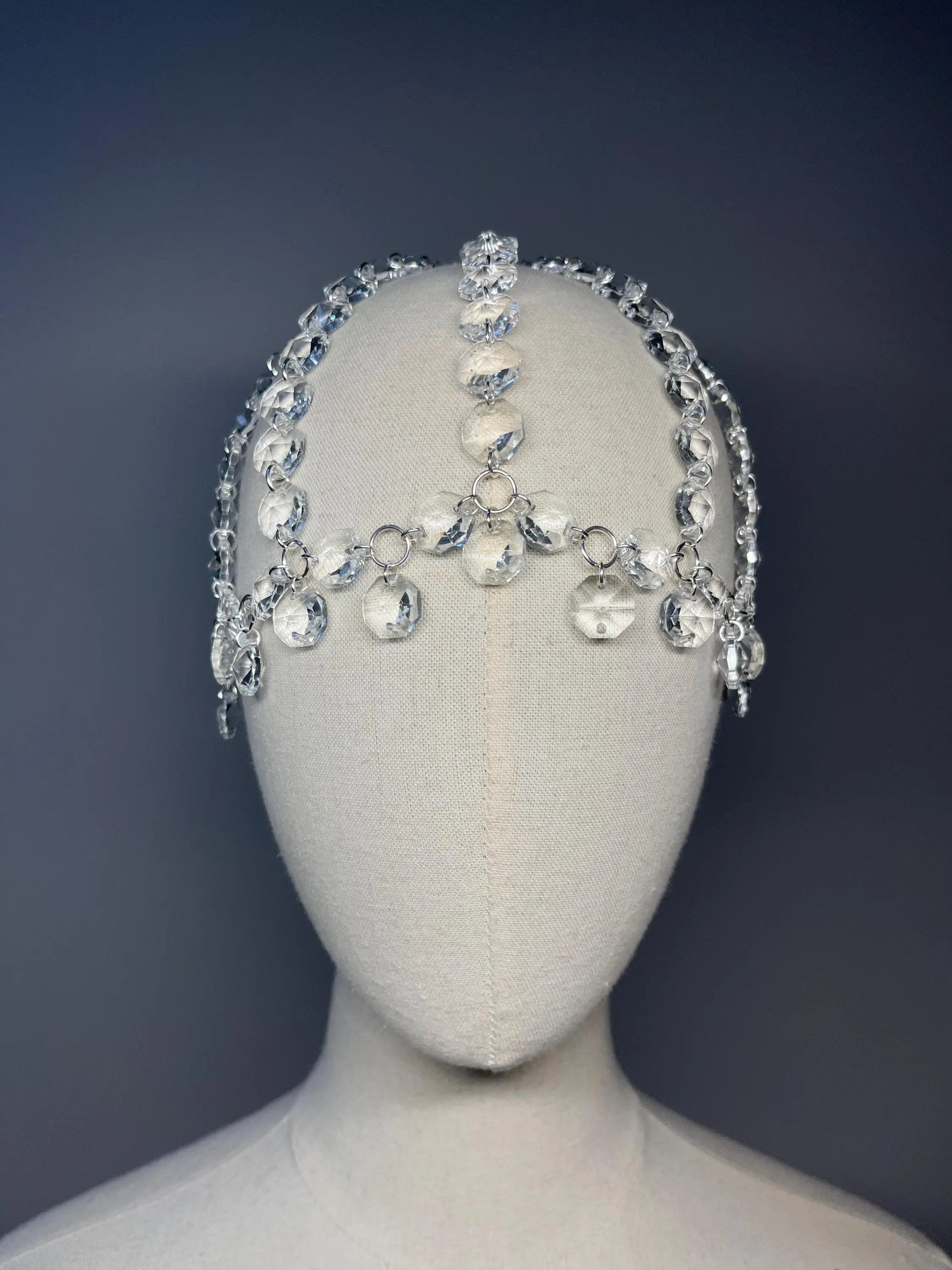 Crystal Glass Headpiece Crown Beaded Bridal Headdress Elegant Festival Head Chain Jewelry | Etsy (Global)