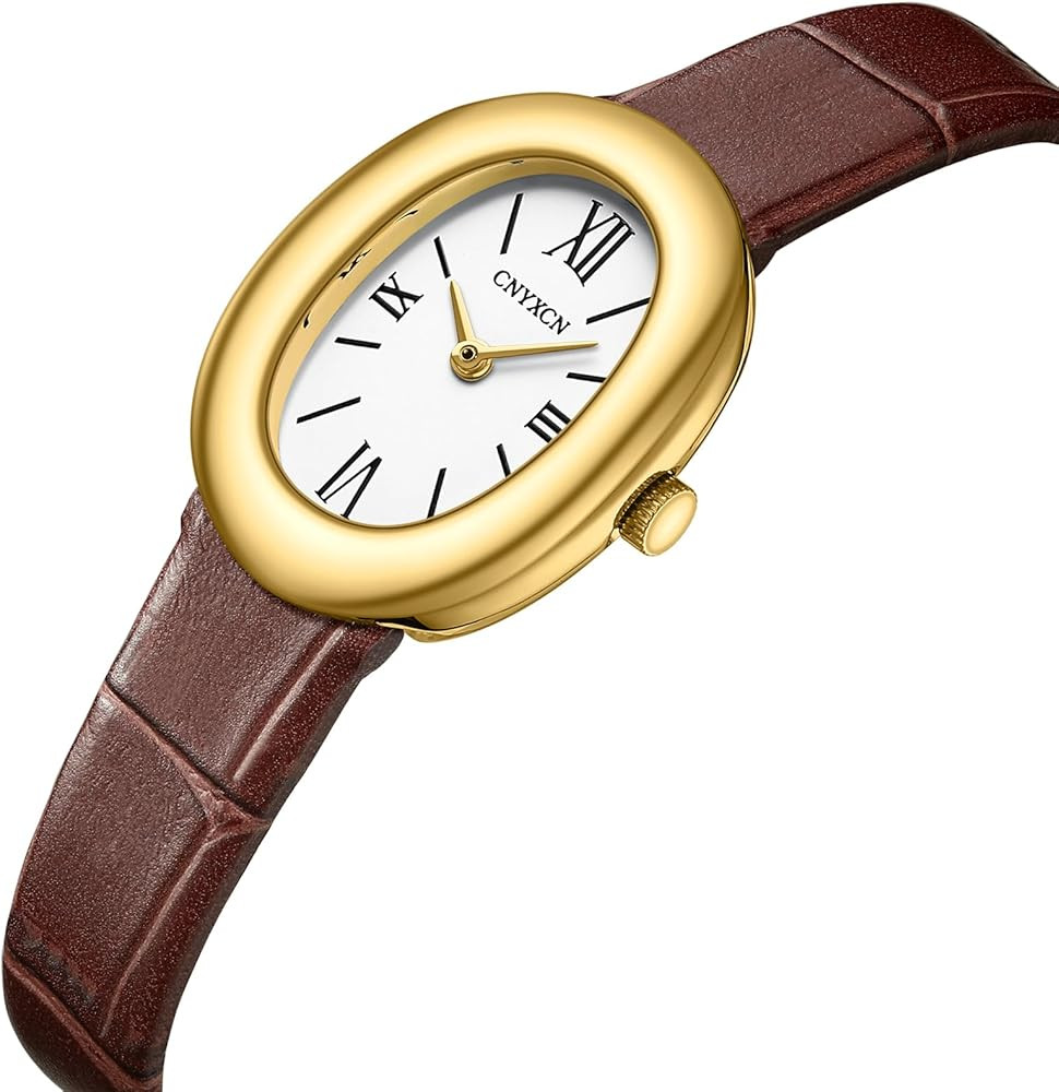 CNYXCN Women's Bracelet Gold Watch - Vintage Elegant Oval Bangle Watch - Gold Jewellery Style Qua... | Amazon (US)