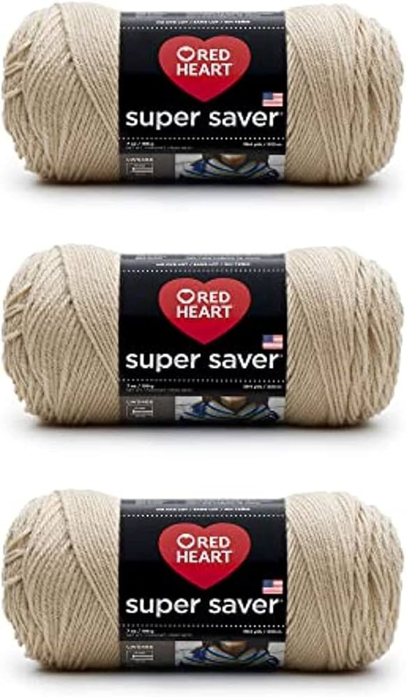 Red Heart Super Saver Buff Yarn, Acrylic, 4 Medium (Worsted), 364 Yards, 3 Pack of 198g/7oz, for ... | Amazon (US)