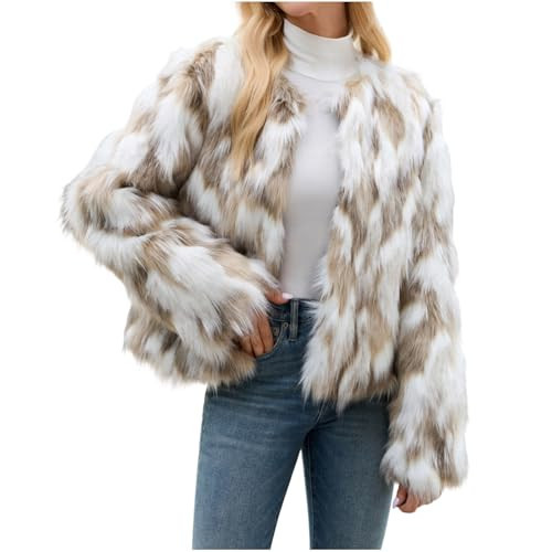Letfool Women's Multicolor Furry Fluffy Faux Fur Coat Trendy Fall Winter Soft Warm Jacket Open Front Outware Shaggy Cardigan | Amazon (US)