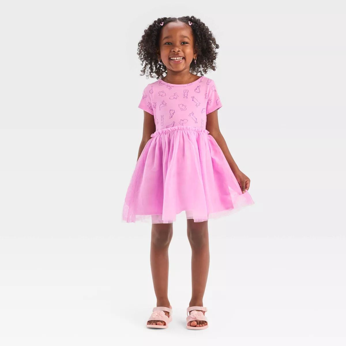 Toddler Girls' Bunny Tulle Dress - Cat & Jack™ Medium Lavender | Target