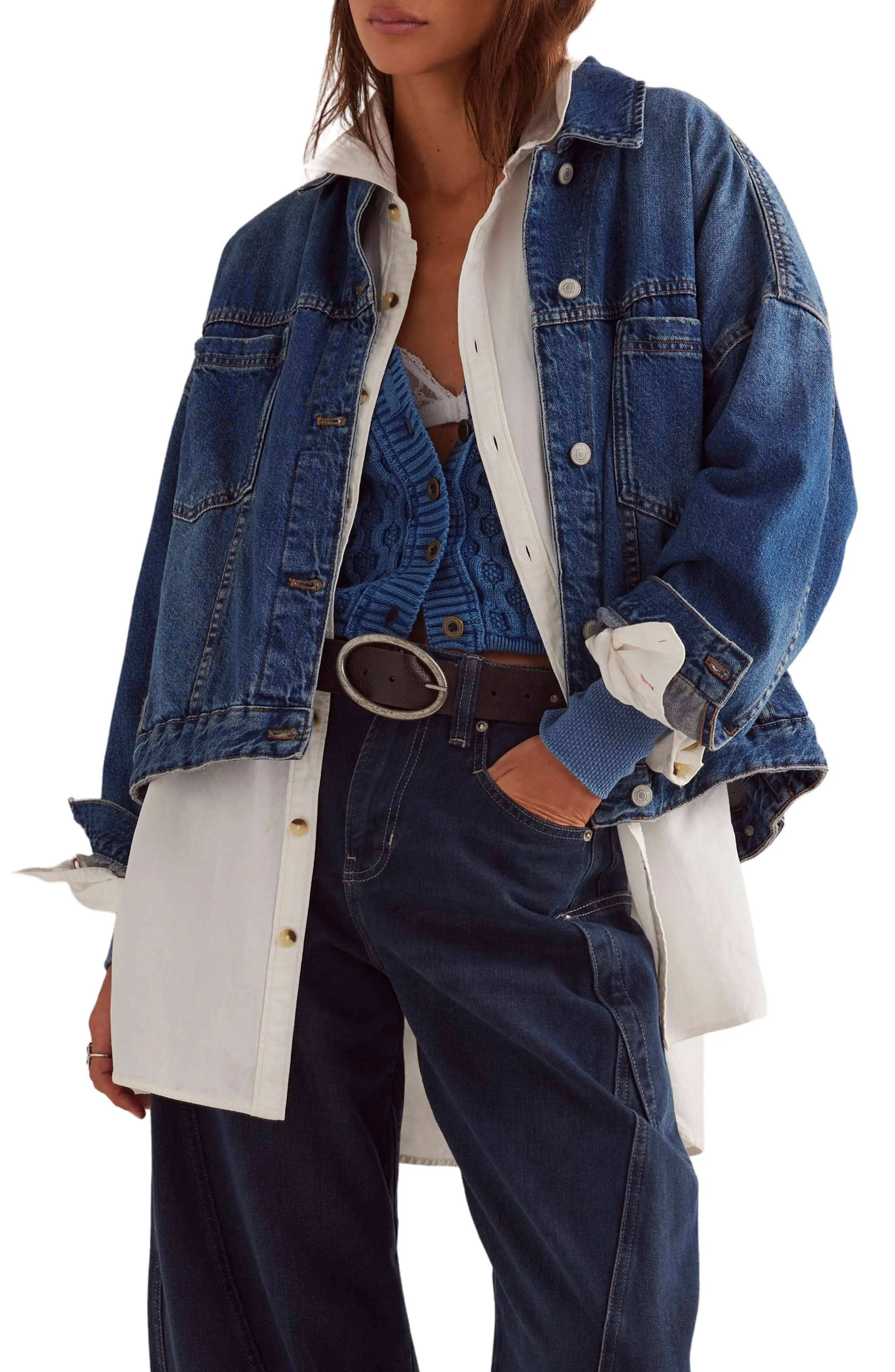 We The Free Opal Swing Denim Trucker Jacket (Women) | Nordstrom | Nordstrom