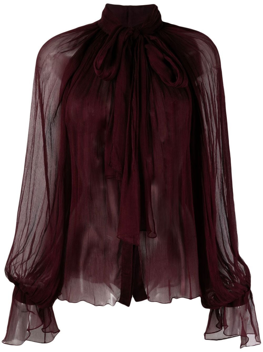 Atu Body Couture semi-sheer tie-neck blouse - Red | Farfetch Global