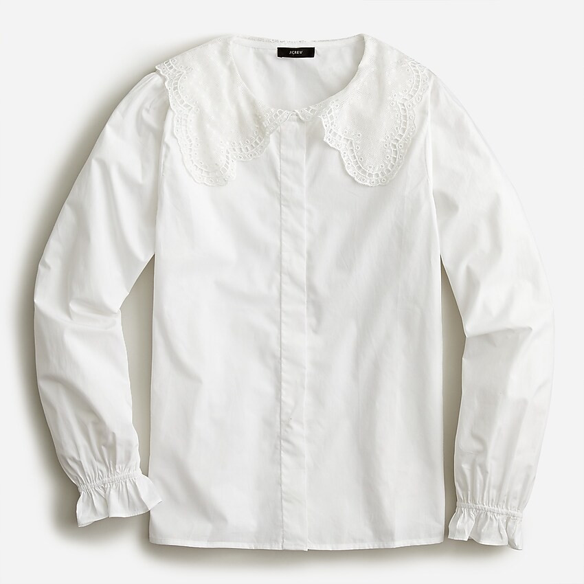 Lace collar cotton poplin top | J. Crew US