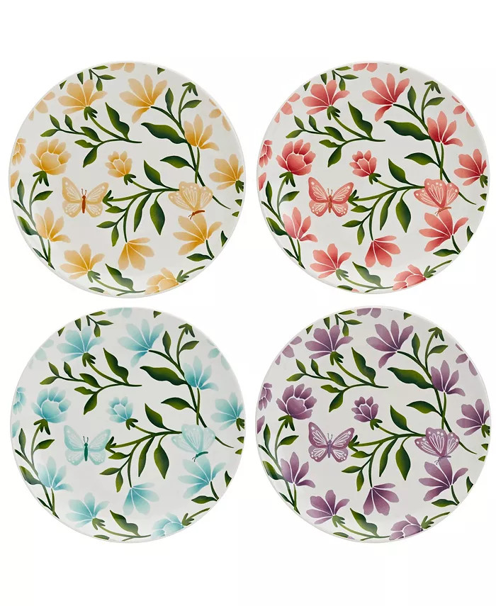 8” Floral Butterfly Salad Plates, Set of 4 | Macys (US)