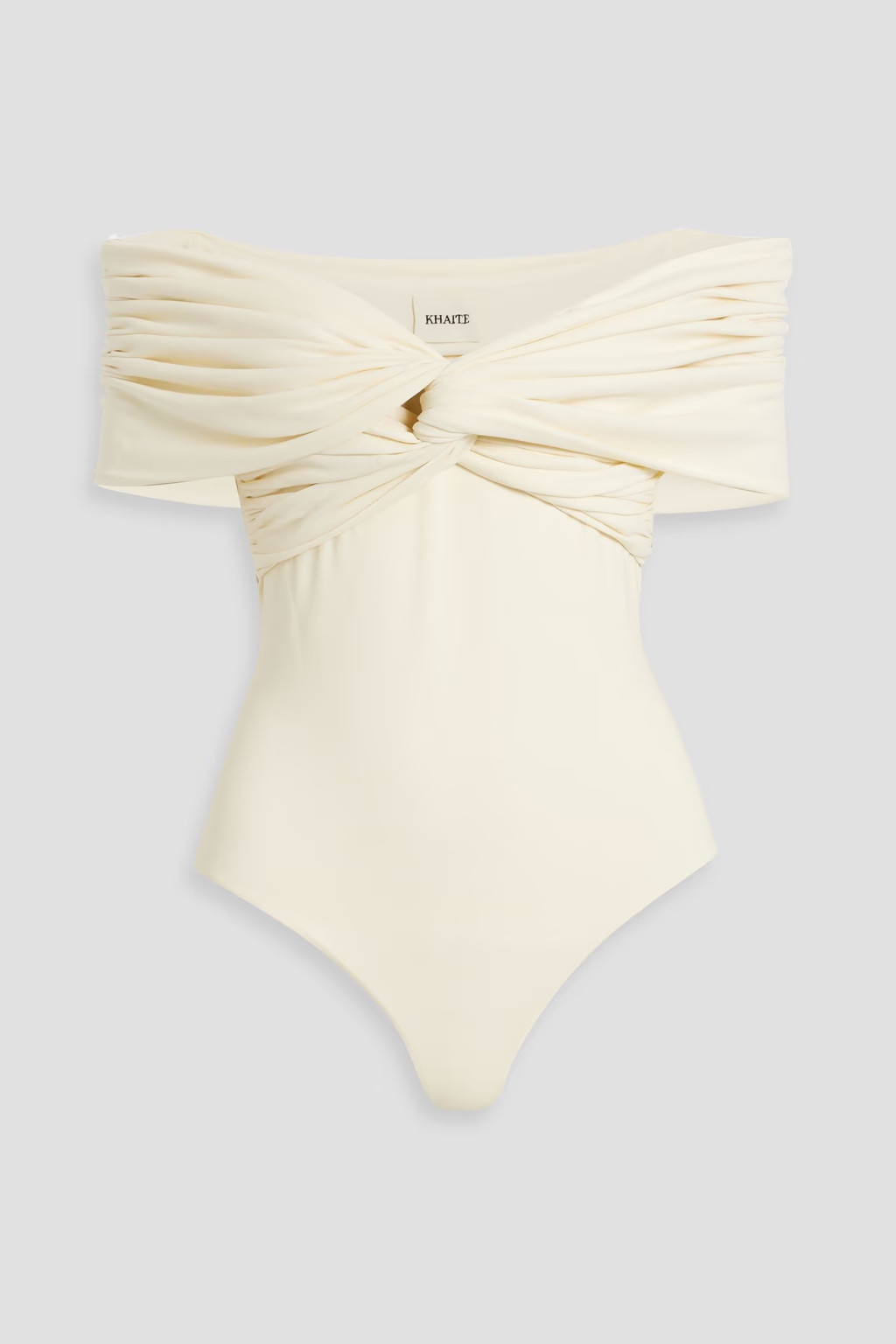 Cerise off-the-shoulder twisted cotton-blend jersey bodysuit | The Outnet (US and CA)