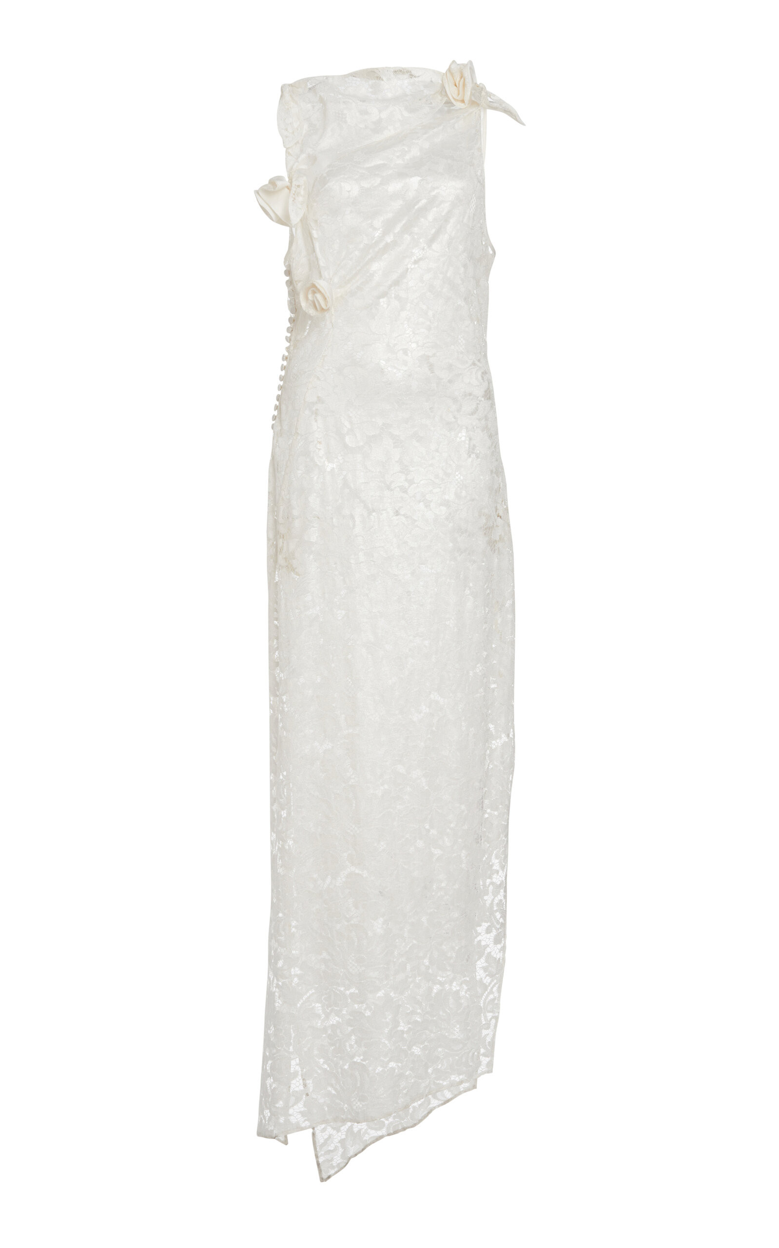 Rosette-Detailed Lace Maxi Dress | Moda Operandi (Global)