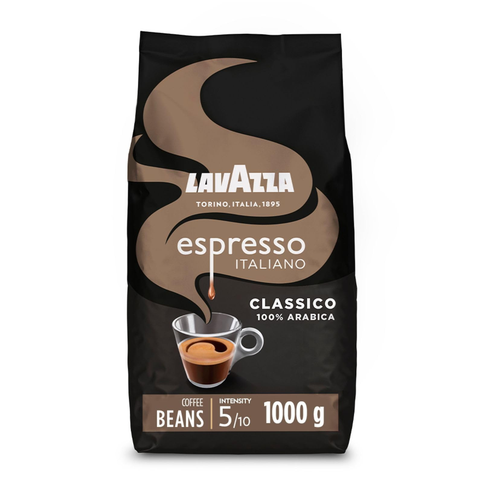 Lavazza, Espresso Italiano Classico, Coffee Beans, Ideal for Espresso Coffee Machines, with Flowery & Fruity Aromatic Notes, Intensity 5/10, 100% Arabica, Light Roast, 1 kg | Amazon (UK)