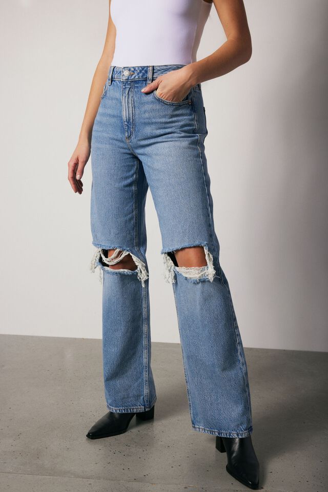 Heidi Distressed Wide Leg Jeans | Dynamite Clothing