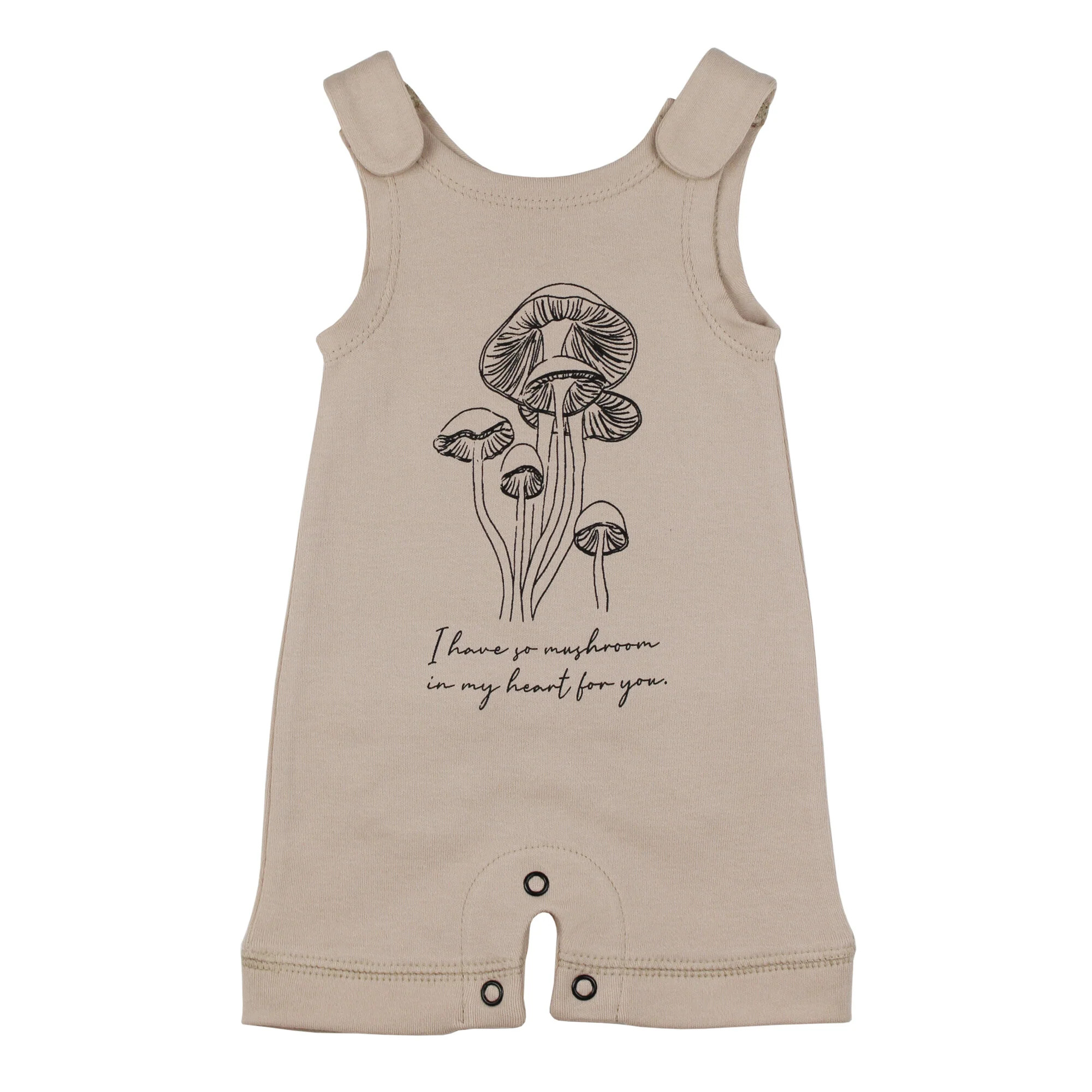 Organic Sleeveless Romper in Oatmeal Mushrooms | L'ovedbaby