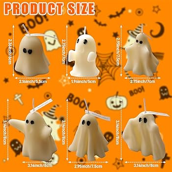 Quixotical 6 Pcs Halloween Ghost Candles, White Spooky Ghost Scented Candles, Halloween Candles H... | Amazon (UK)