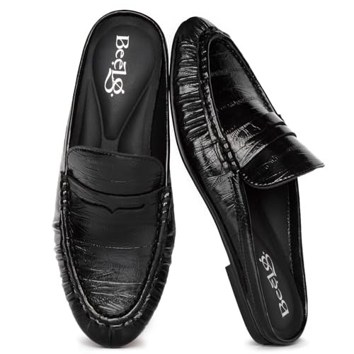 BeeLg Penny Mule Loafers for Women Slip-On Flat Mules Slides Loafer Dressy Comfort Casual Shoes | Amazon (US)