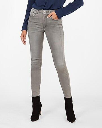 high waisted grey cozy fleece jean ankle leggings | Express