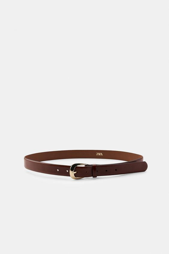 LEATHER BELT WITH OVAL BUCKLE | Zara UK