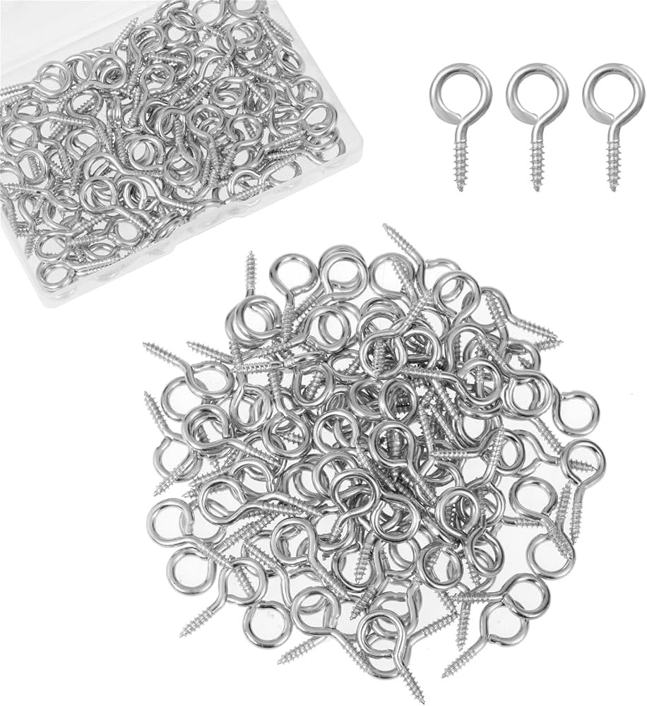 Eye Screws, 100Pcs 1 inches Screw Eyes Hooks, 304 Heavy Duty Screw Hooks, Self Tapping Eye Bolts,... | Amazon (US)
