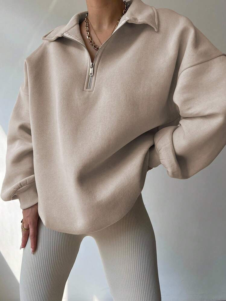 INAWLY Women's Solid Color Front Zipper Long Sleeve Casual Sweatshirt,Long Sleeve Tops Graduation... | SHEIN