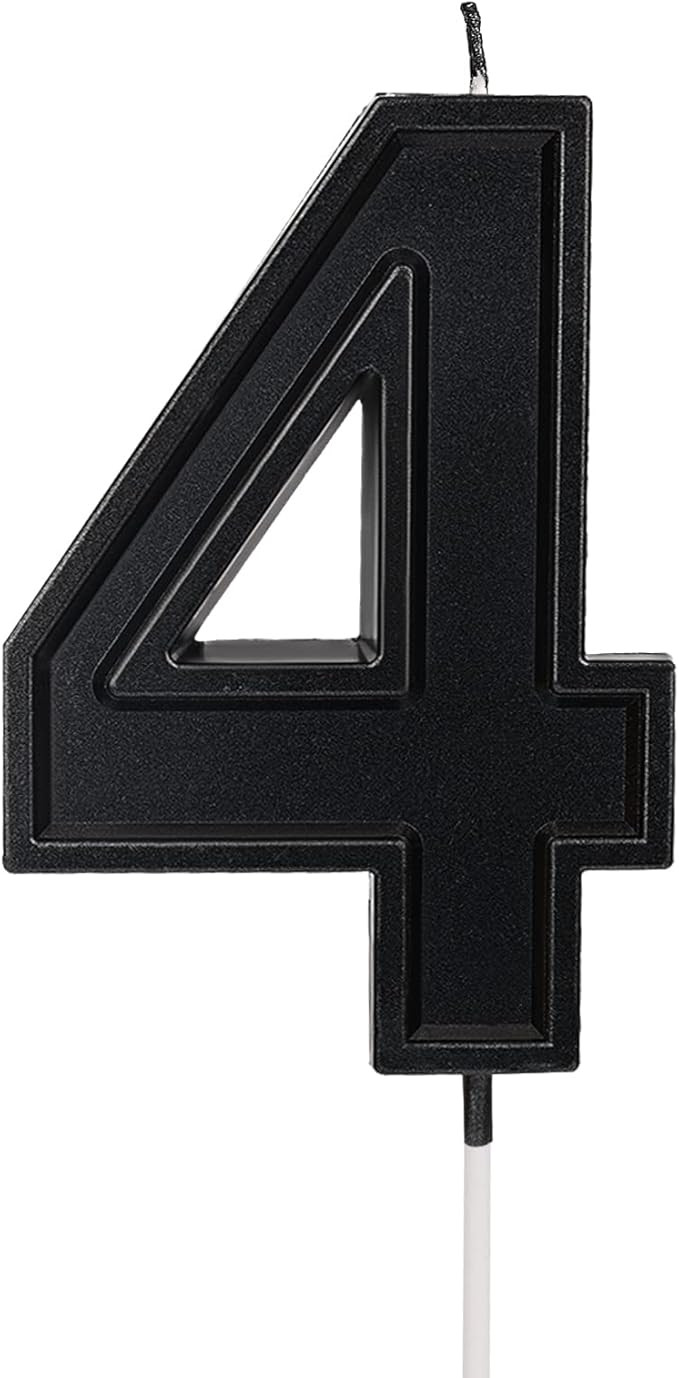 LUTER 3.94 Inches Oversized Birthday Candles Black Birthday Cake Candles Number Candles Cake Topp... | Amazon (US)