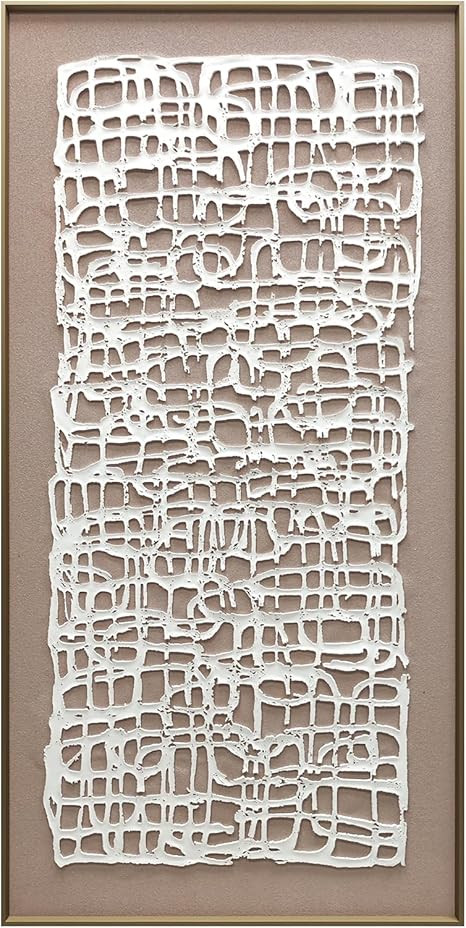 BrightA White ​​3D Embossed Canvas Wall Art Handmade Geometric Acrylic Painting with Textured... | Amazon (US)