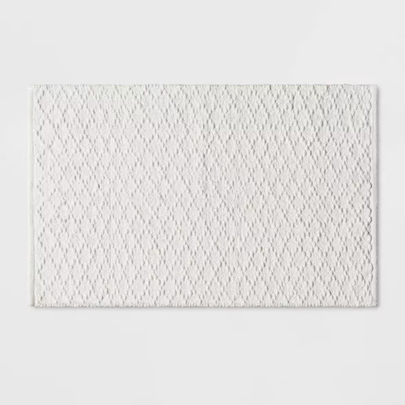 Diamond Stripe Bath Rug White - Threshold™ | Target