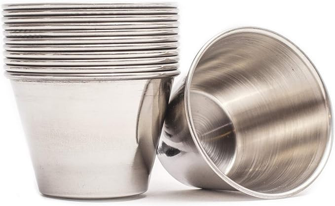 EHOMEA2Z Ramekins Stainless Steel Condiment Sauce Cups, Metal Ramekins, Commercial Grade, Multifu... | Amazon (US)