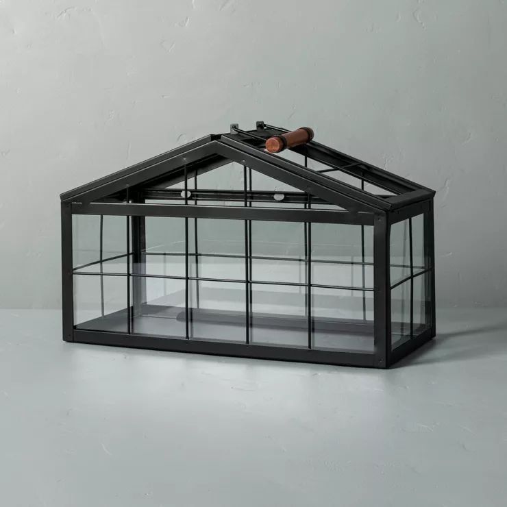9" Wide Rectangular Metal & Glass Terrarium Black - Hearth & Hand™ with Magnolia | Target