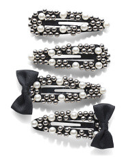 4pk Faux Pearl Snap Hair Clip Set | Marshalls